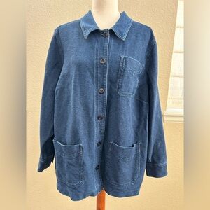 Lands' End Blue Jean Jacket with Pockets 1x